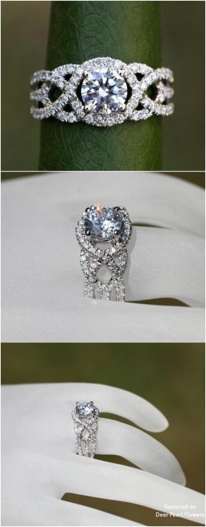 14k White gold Halo Diamond Engagement Ring