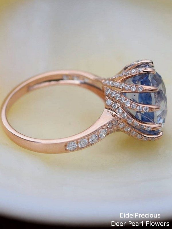 18k Rose Gold 11.32ct Round sapphire engagement ring