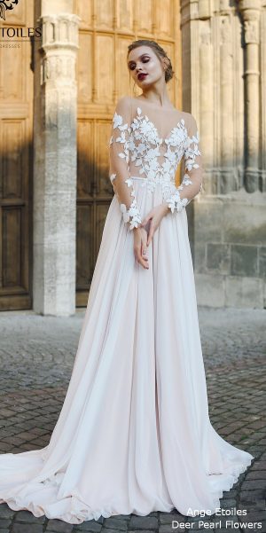 A-line Backless Wedding Dress with Long Train