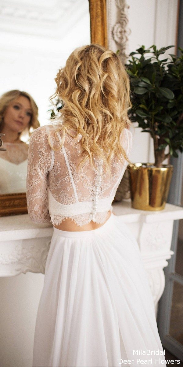 Lace Crop with Chiffon Skirt Bridal Separates