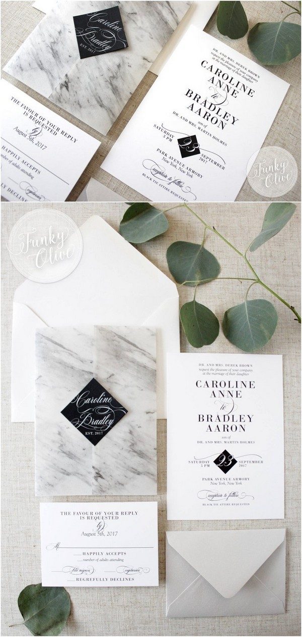 Marble Vellum Wrap Wedding Invitations