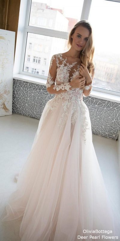 Tulle wedding dress with flowers lace Urika - Deer Flower Shop