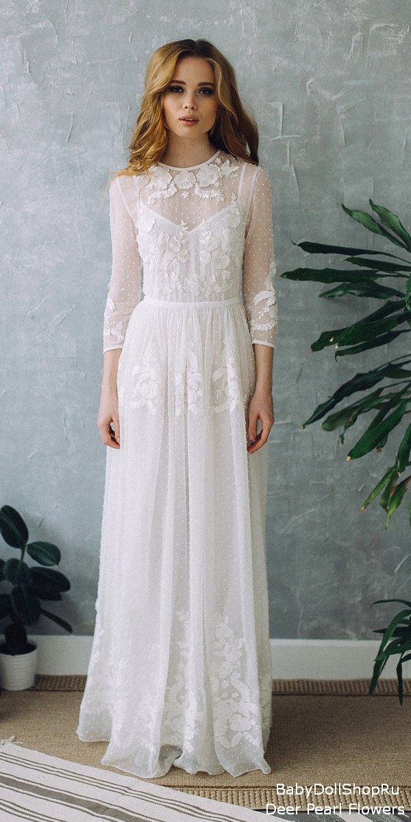 Vintage Boho Lace Wedding Dress D010