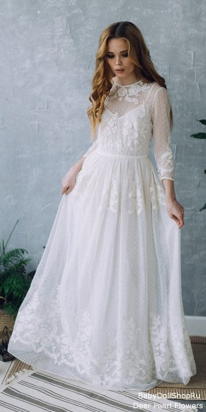 Vintage Boho Lace Wedding Dress D010