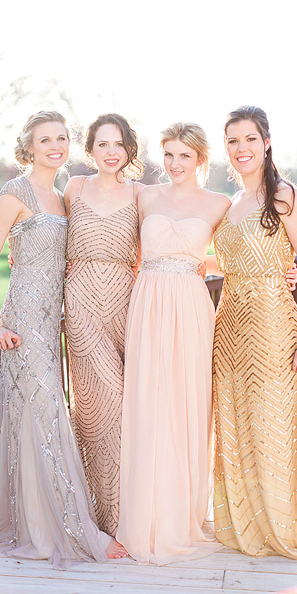 Wedding Trends Sequined And Metallic Bridesmaid Dresses My Deer Flowers