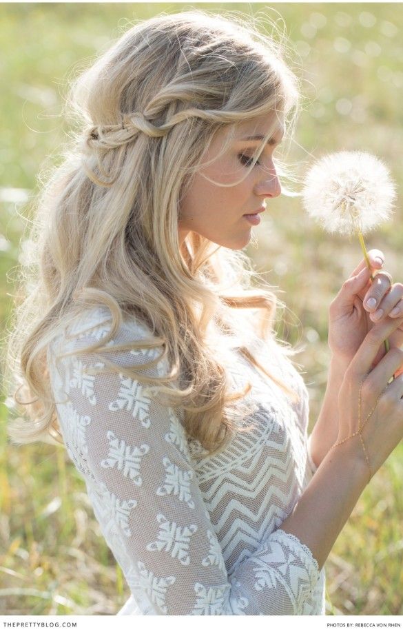 Rustic Vintage Half Up Half Down Bridal Hairstyle My Deer Flowers