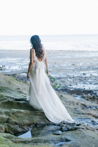 Backless Beach Wedding Gown with Bow