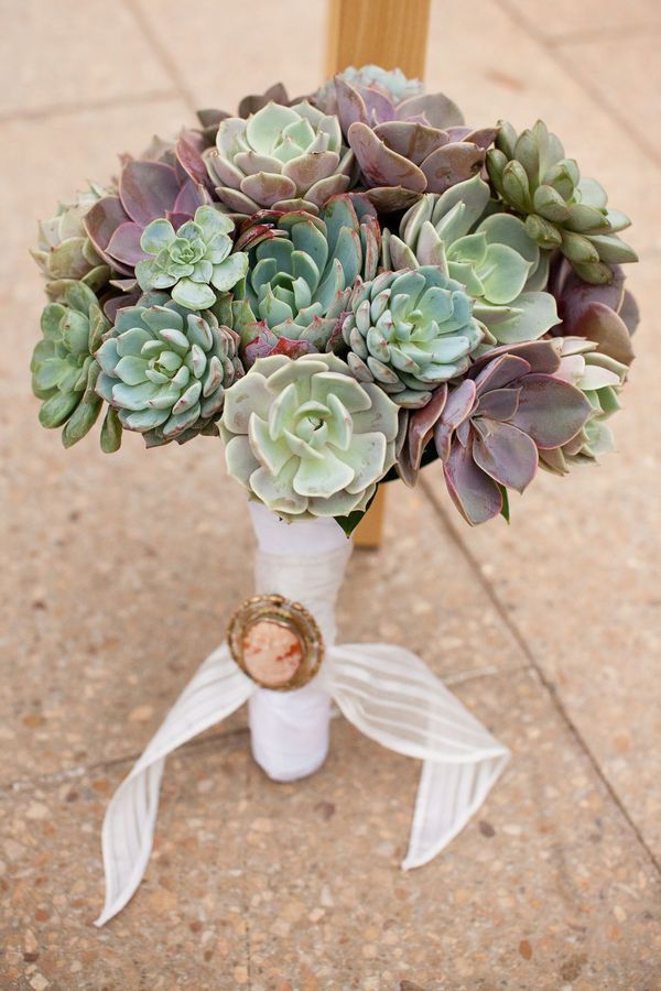 Mixed Mexican Snowballs Succlent Wedding Bouquet for Rustic Wedding