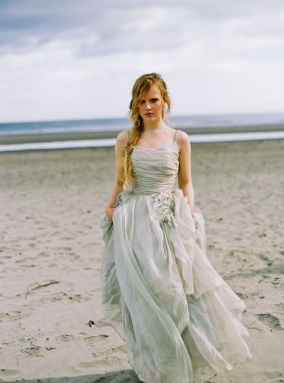 Ocean inspired blue wedding dress for beach wedding