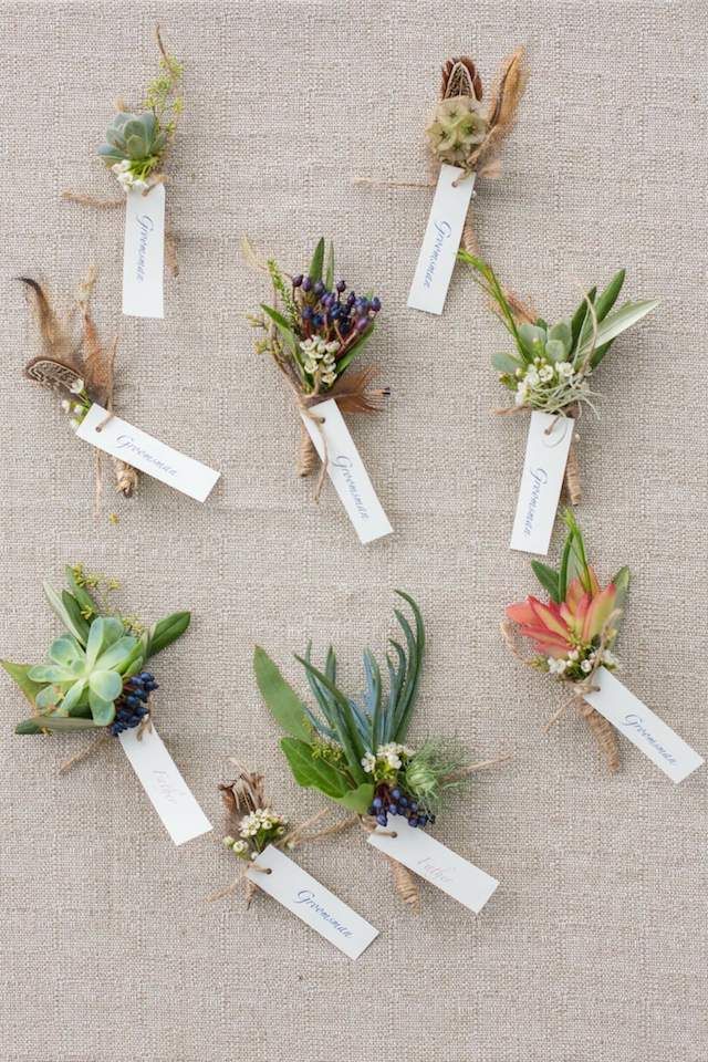 Succlent Boutonnieres for a rustic wedding