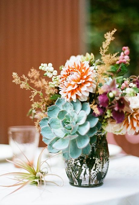 Succulent and Dahlia Wedding Centerpiece