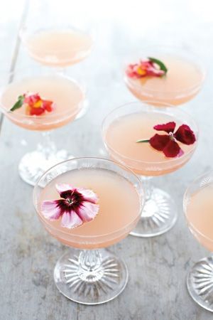 blush wedding drink with flower for secret garden wedding