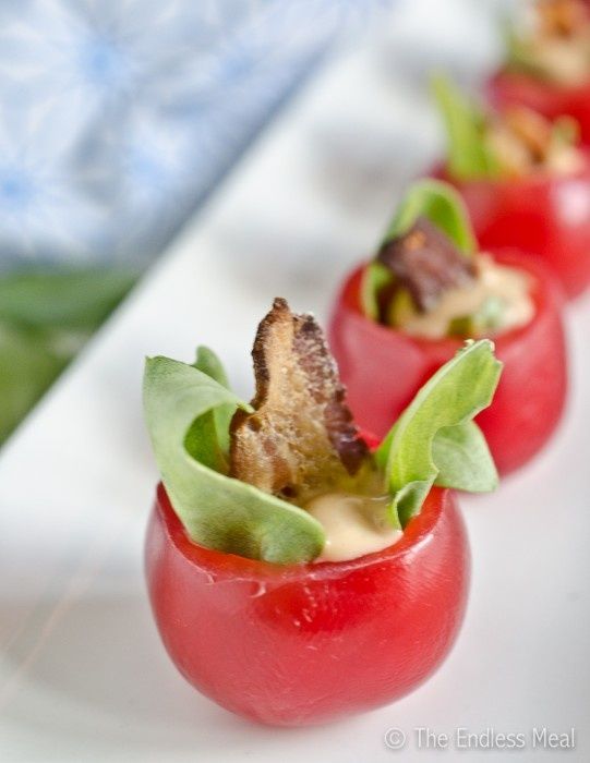 cute summer appetizer idea-One-Bite Mini BLT Cups