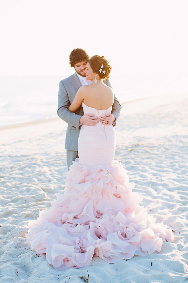 ruffled blush mermaid wedding gown