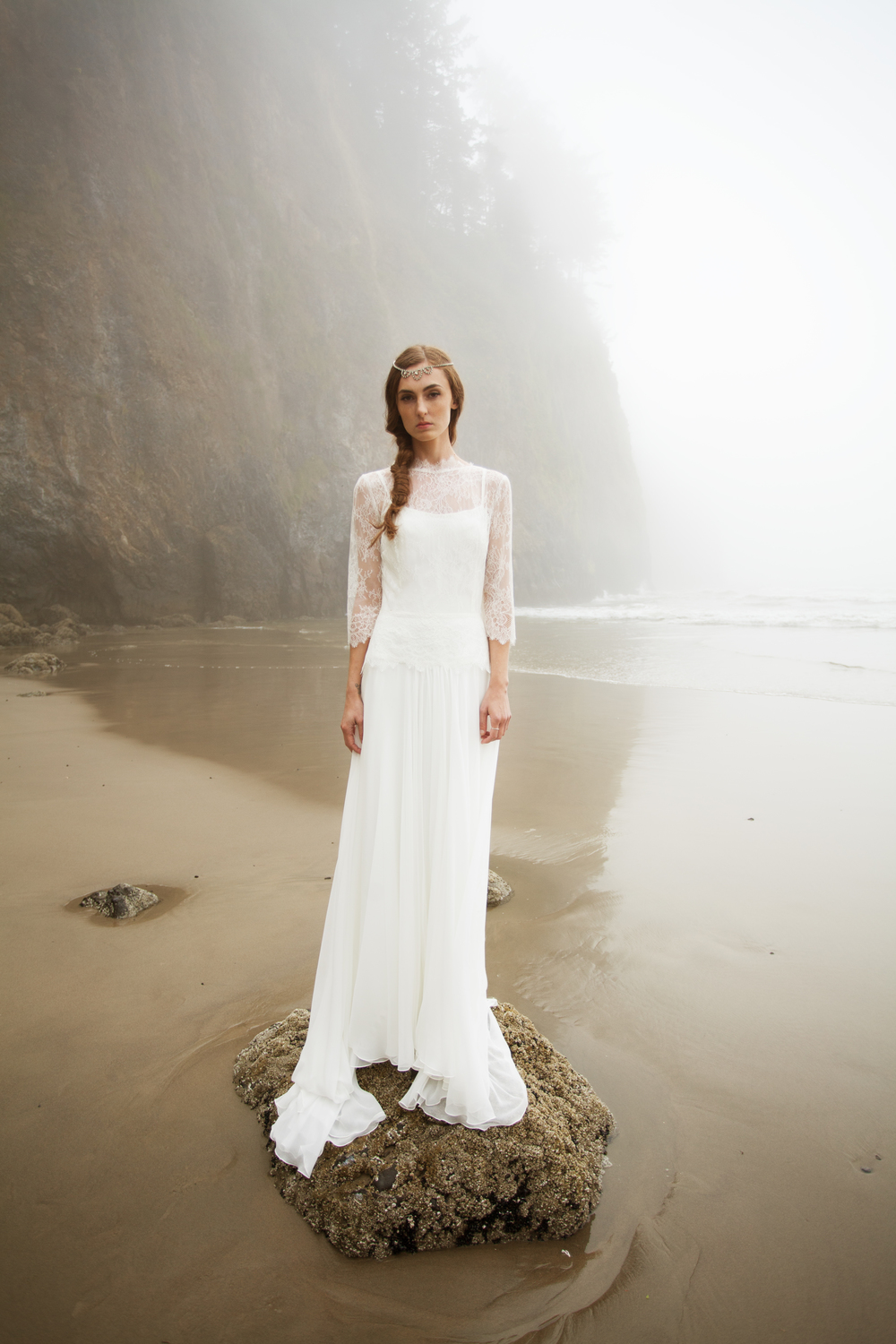 simple beach wedding dress with long sleeves