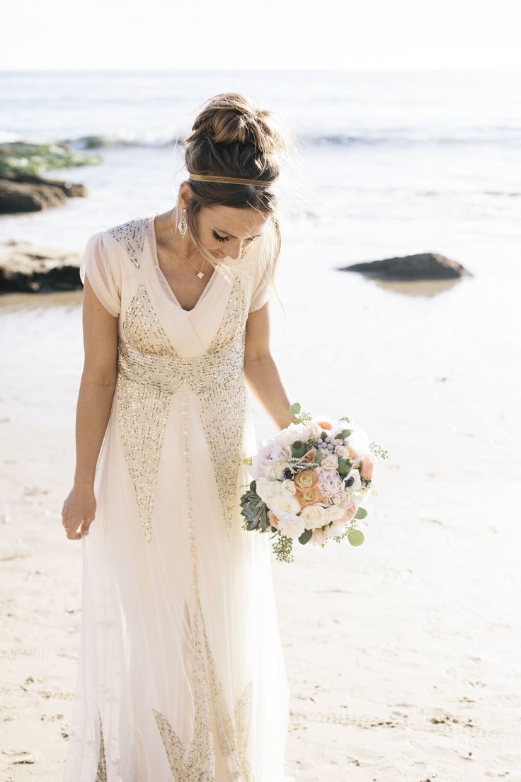 sparkling sequined beach wedding dress