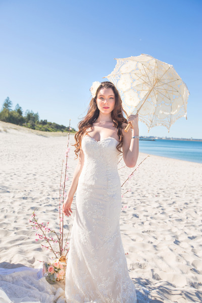 strapless lace beach bridal dress