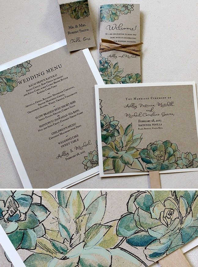 succlent wedding invitation kits