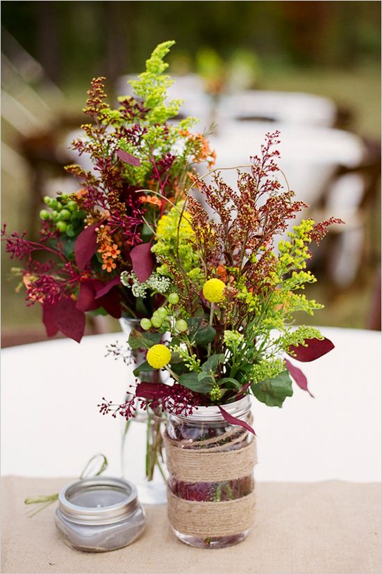 fall wedding centerpiece with billy balls