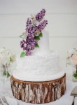 Rustic chic wedding cake with sugar lavender flowers