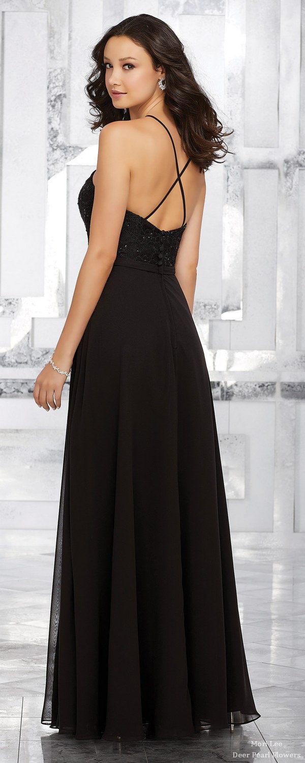 Beaded Lace and Chiffon Bridesmaids Dress with Square Neckline 2