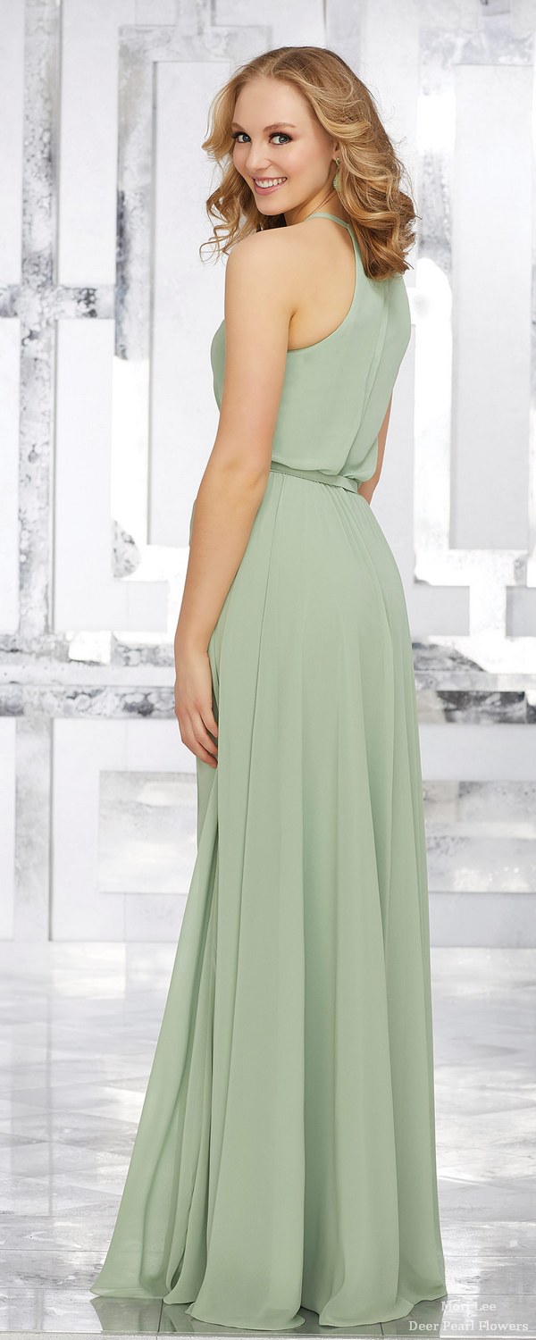 Boho Halter Chiffon Bridesmaids Dress with Matching Chiffon Tie Sash 2