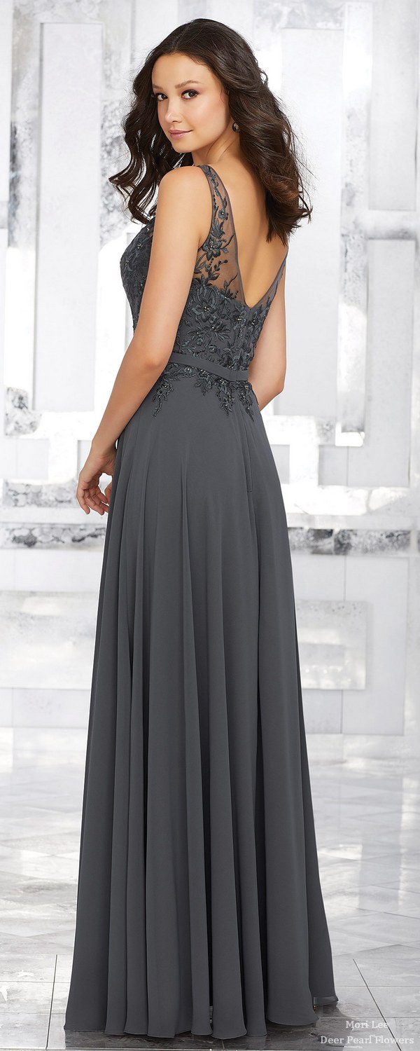 Chiffon Bridesmaids Dress with Embroidered Beaded Bodice 2