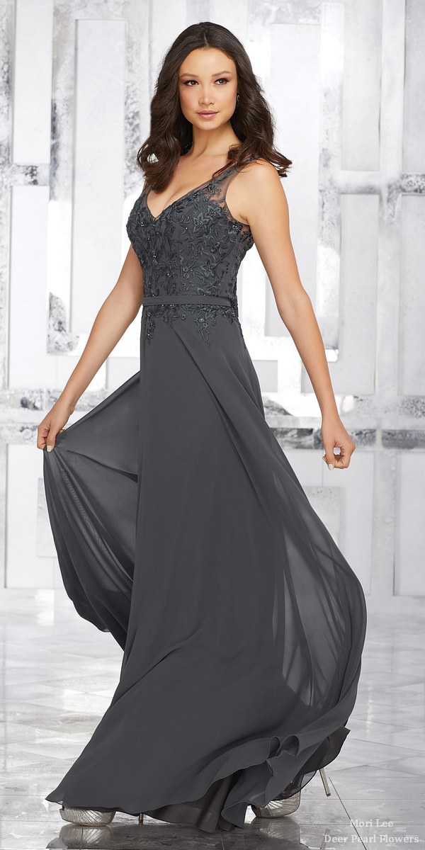 Chiffon Bridesmaids Dress with Embroidered Beaded Bodice 3