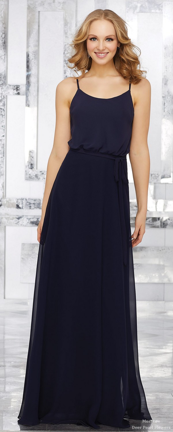 Chiffon Bridesmaids Dress with Matching Tie Sash