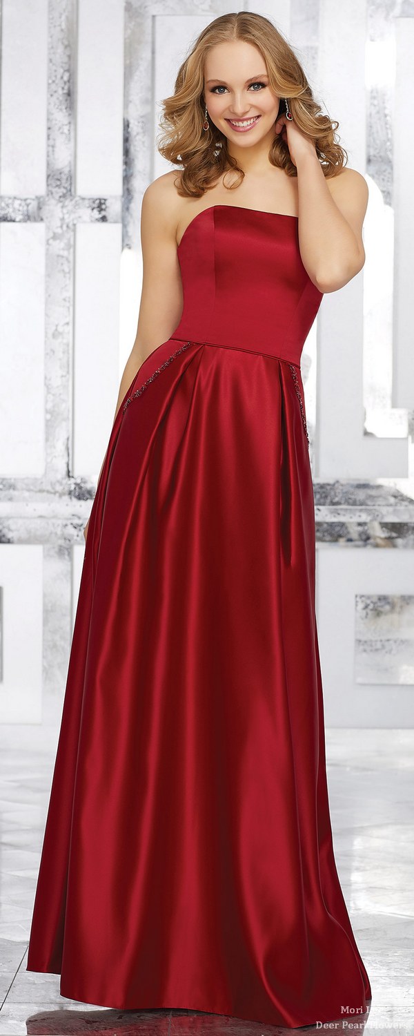 Strapless Satin Bridesmaids Dress with Beaded Pocket Detail