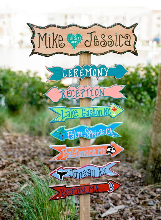 Whimsical Wedding Signs With Personal Locations