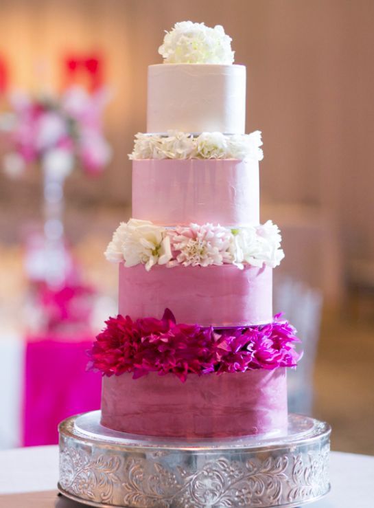 pink ombre wedding cake idea via Jessica Hill Photography