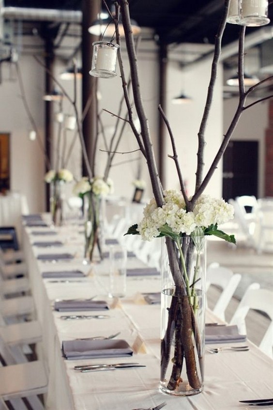 Rustic Tree Branch Wedding Centerpieces