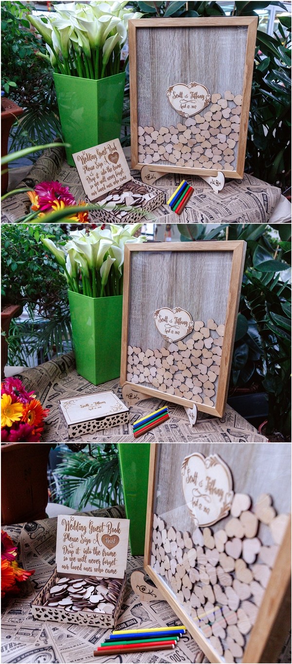 Drop top wood wedding guest book