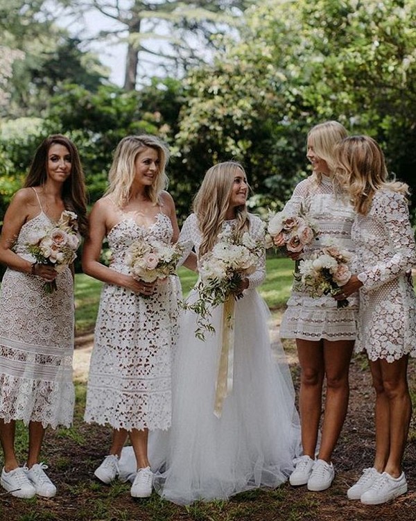 White Ivory Bridesmaid Dresses 