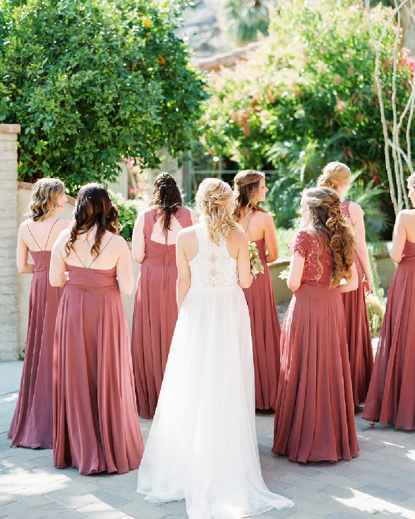 Cinnamon rose mismatch bridesmaid dresses