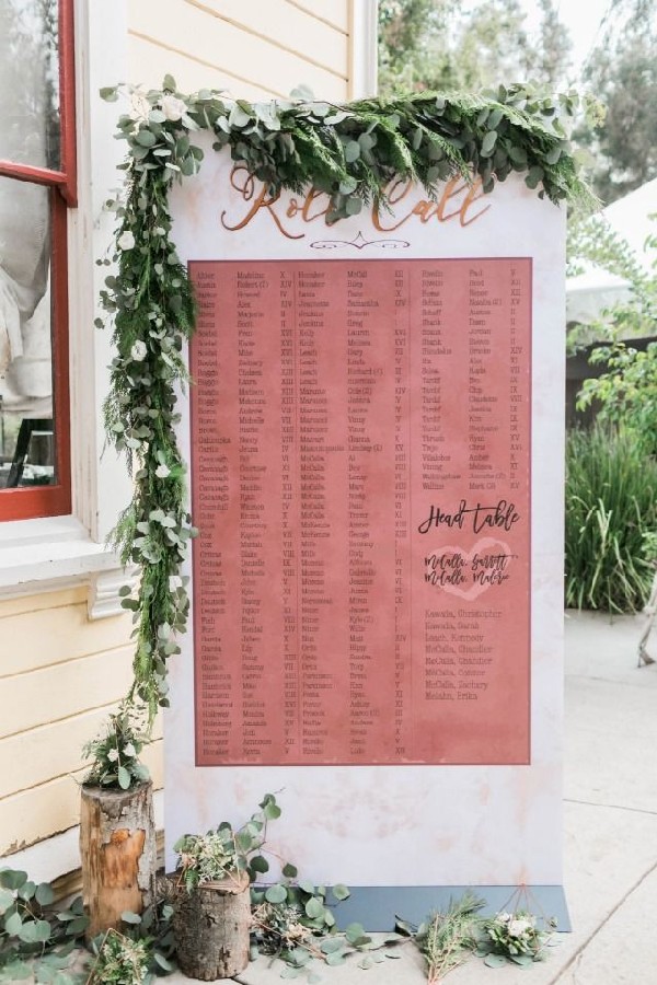 Roll call wedding seating chart