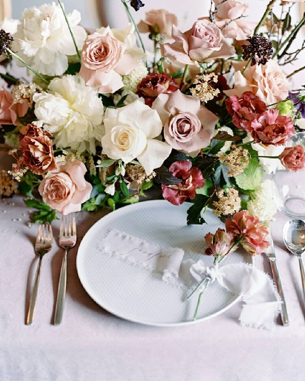 cinnamon rose and blush wedding centerpiece