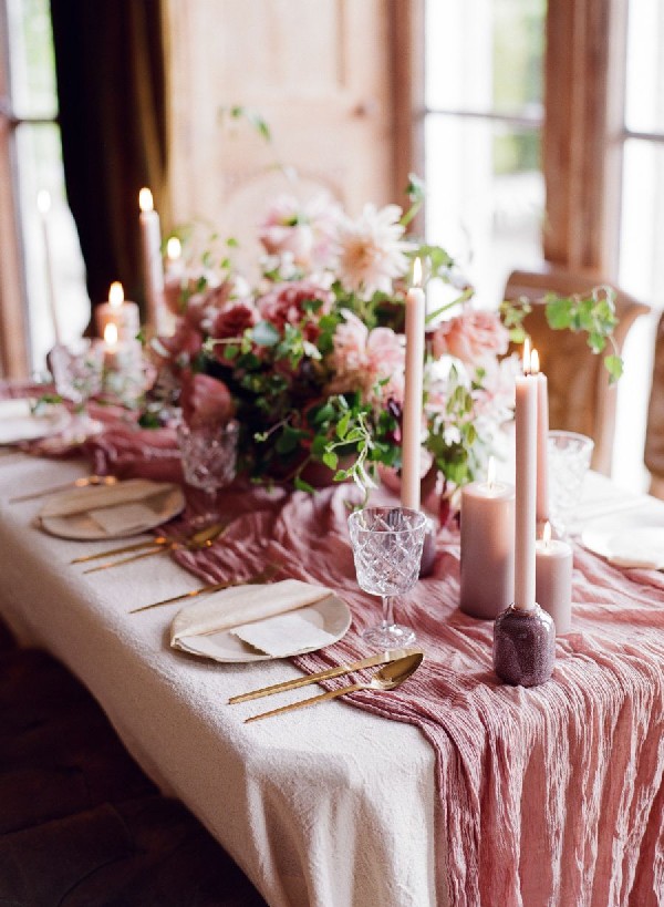 cinnamon rose candle wedding centerpiece