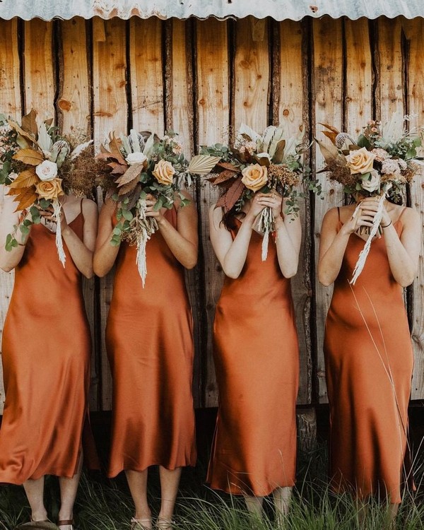 rust colored bridesmaid dresses
