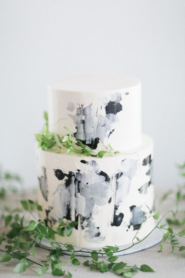 black and white marble wedding cake