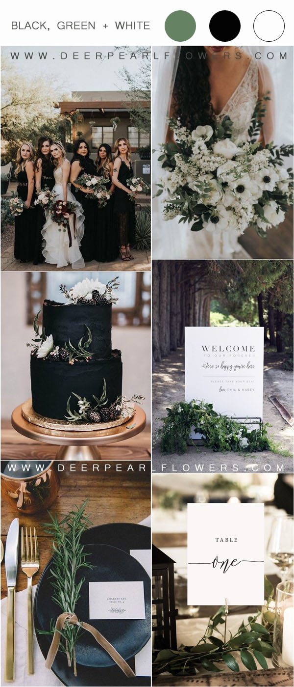 black green and white wedding color ideas