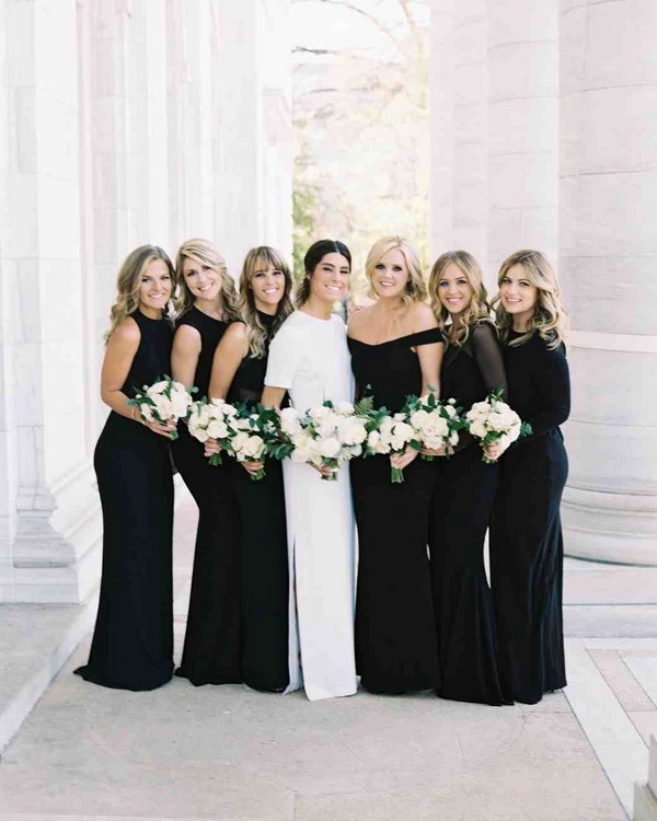 black mermaid bridesmaid dresses