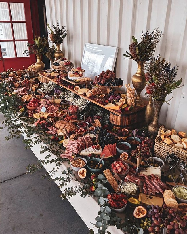 Charcuterie table food ideas for wedding #wedding #weddingfoods #weddingideas