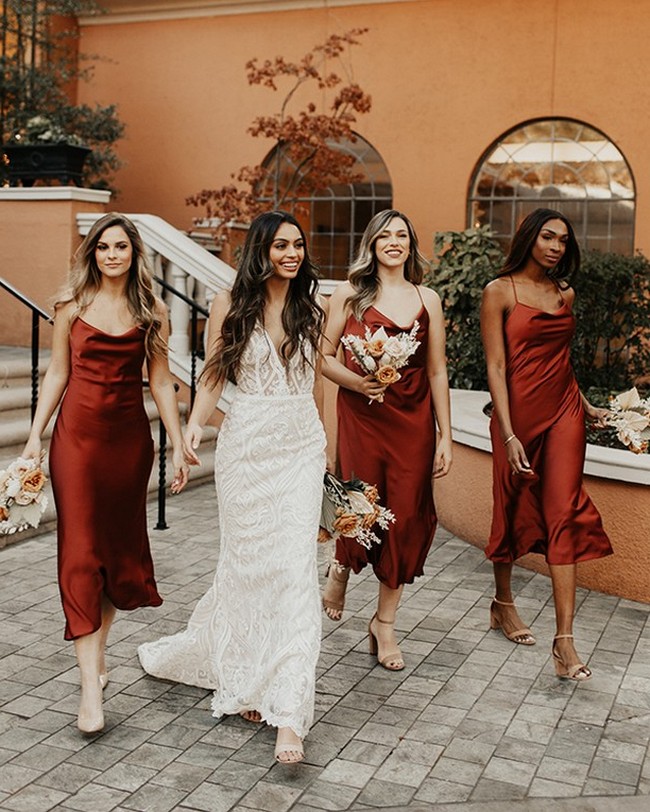 24 Trending Silk Slip Bridesmaid Dresses | My Deer Flowers